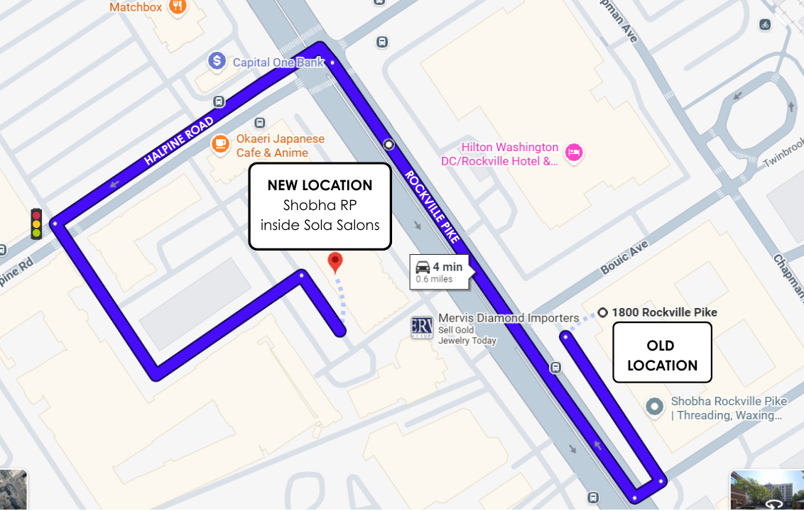 Directions from old location to new Shobha location